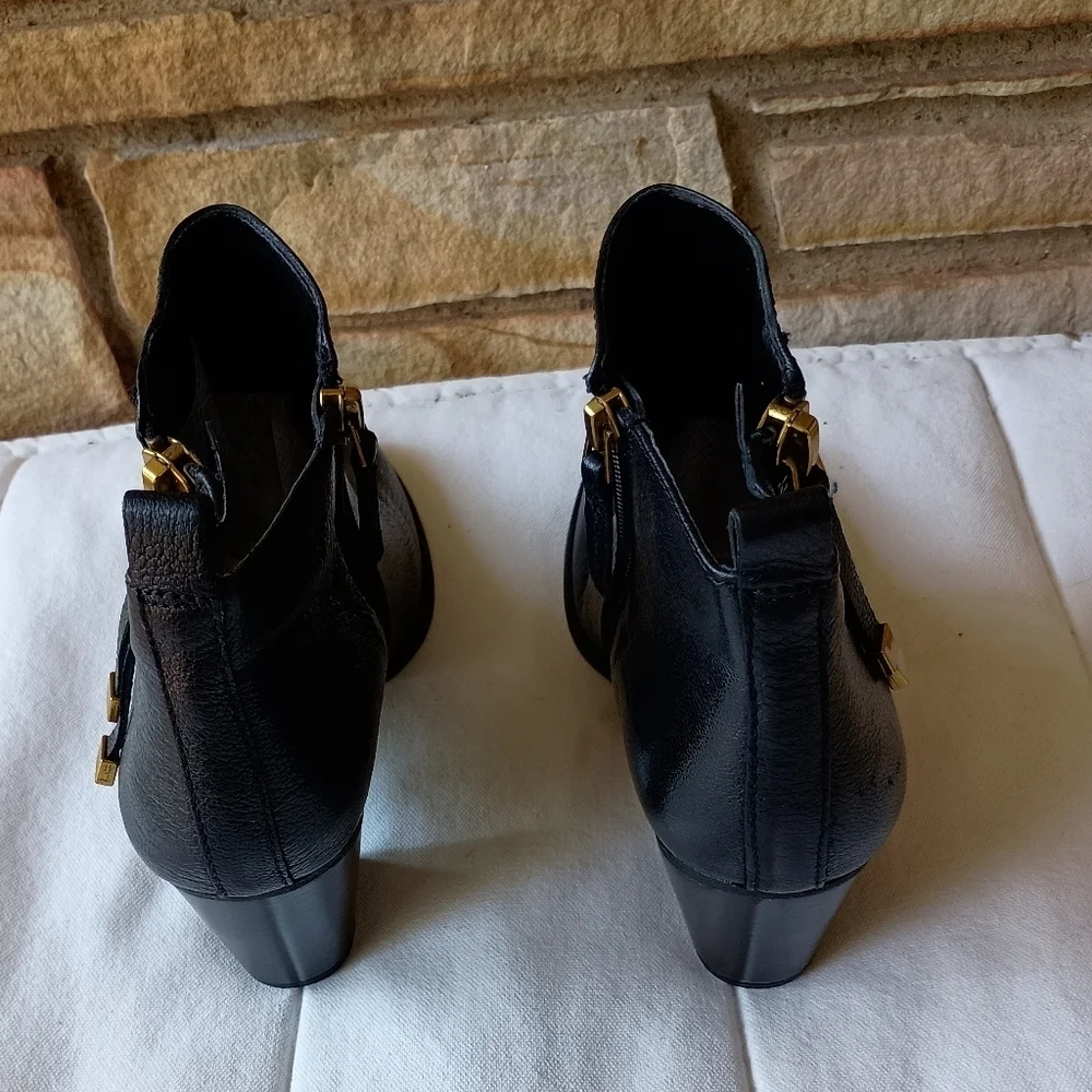 Franco Sarto Elegant Black Leather Ankle Boots_8.5